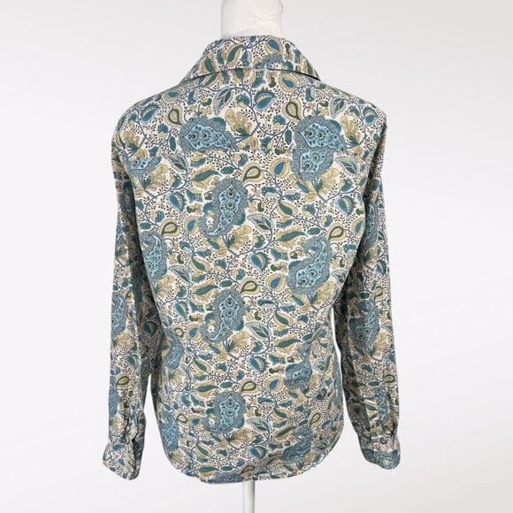 Old Navy Paisley Button Front Shirt Long Sleeve Blue Green Small - Picture 5 of 9